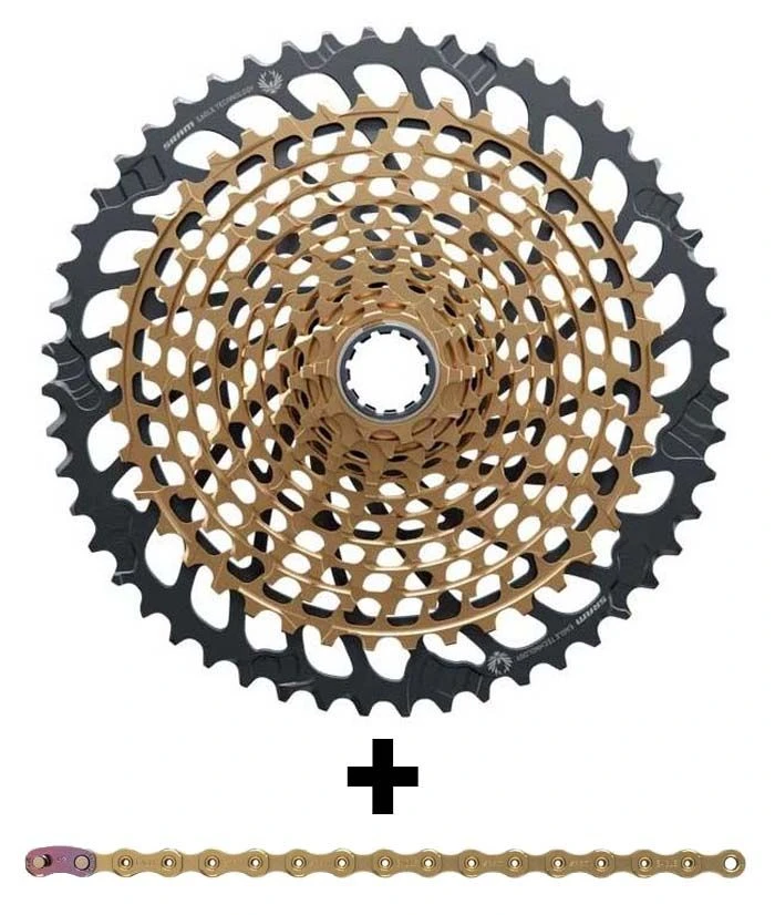 Cassetta Pignoni Sram XX1 Eagle 10-52 + Catena Sram Xx1 Gold 3 Cassetta Pignoni Sram XX1 Eagle 10-52 + Catena Sram Xx1 Gold